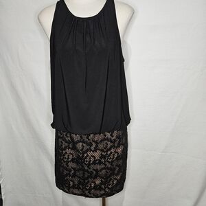 Aidan by Aidan Mattox Black Dress With Lace Accented Skirt Sz 6
